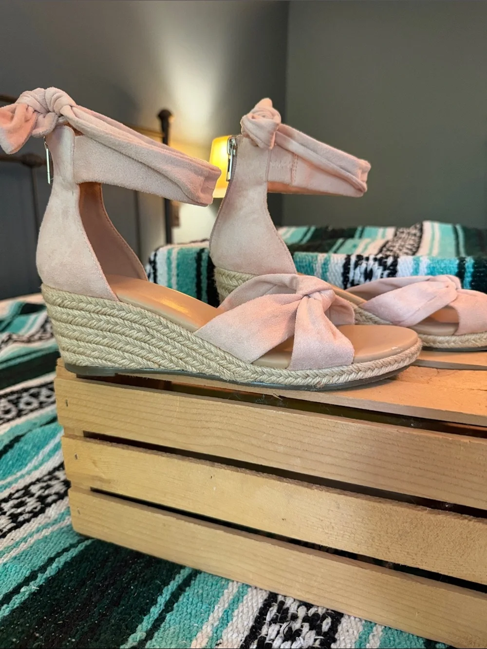 Women’s Espadrille Ankle-Tie Sandals - Blush Pink - Picture 4 of 9